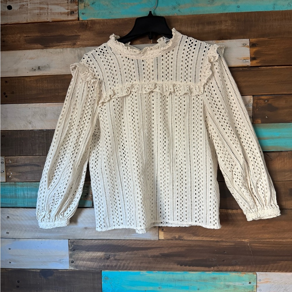 Madewell Cream Eyelet Blouse